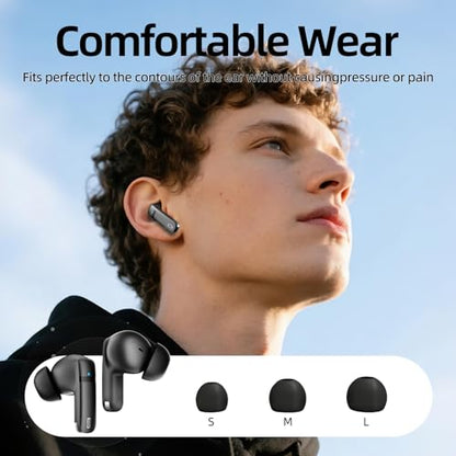 Wireless Earbuds, 100H Bluetooth 5.4 Headphones, ENC+ ANC Noise Cancelling Touch Control True Wireless Bluetooth Ear Buds,Stereo Deep Bass Bluetooth Headset for Sports/Workout/Gym (Black) - color: Black