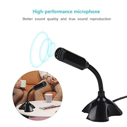 USB Microphone with Gooseneck Stand, Noise Canceling Condenser Mic, Plug & Play for PC Laptop, High Sensitivity (>2m) for Gaming, Podcast, Online Chat, Conference, Recording