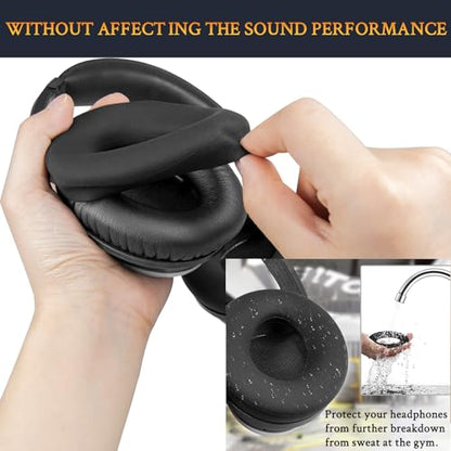 SOULWIT Replacement Kit for Bose QC45/QC35/QC SE - Black | (Ear Pads Cushions+Headband+Silicone Sweat Cover) for Quiet Comfort 35/QC35 ii/QC45/QC SE/QC Wireless Headphones - color: Black