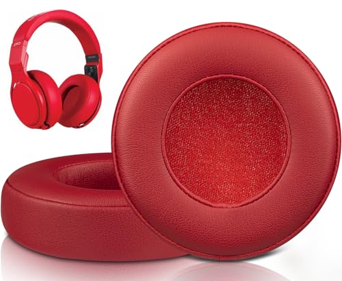 SOULWIT Ear Pads Cushions Replacement for Monster Beats Pro/by Dr Dre Detox Headphones, Ear Pads with Softer Protein Leather, High-Density Noise Isolation Foam- Red - color: Red