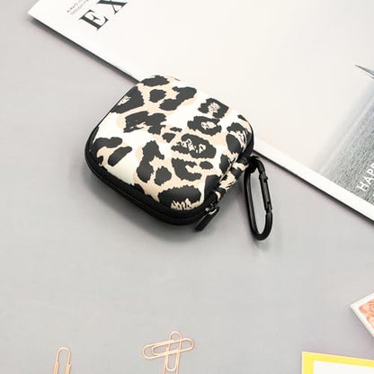 Earbud Case,Headphone Organizer Earbud Storage Bag, Hard EVA Shockproof Cover Carrying Case with Carabiner Clip Compatible with AirPods 5 4 AirPods Pro 2nd /3/2 Bose Galaxy Buds (Leopard) - color: Leopard