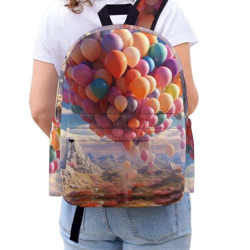 Travel Backpack for Women Men Carry On Backpack Coffee Collection Laptop Bag Lightweight Casual Daypack - color: Colorful Balloons