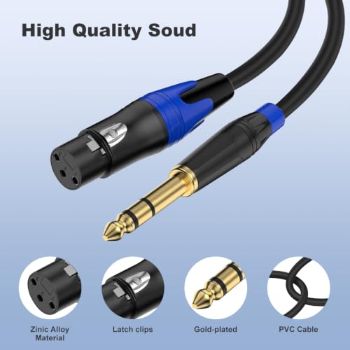 (2Pack / 6 inch) XLR to 1/4 TRS Stereo Adapter,XLR Female to 1/4 Inch (6.35mm) Balanced Microphone Stereo Audio Converter AdapterCable for Speakers, Mixers, Amplifiers - color: 6 inch - 2 pack