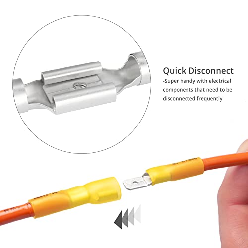 Wirefy 250 PCS Heat Shrink Spade Connector Kit - Male and Female Spade Wire Connectors - Quick Disconnect Electrical Terminals - 22-10 Gauge - size: 22-10 Gauge, style: Male/Female Spades Kit
