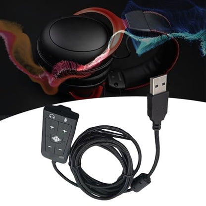 External Stereo Sound Card USB to 3.5mm Headphone Microphone Jacks for Cloud2 7.1 Headsets Stereo Sound Adapters Remote Control for Headset