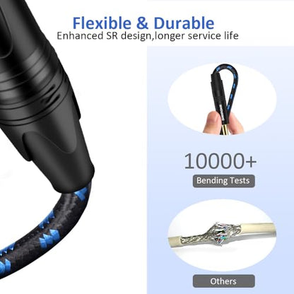 25FT TS 1/4 Inch to XLR Unbalanced Audio Cable, Mono 6.35mm Plug to 5-Pin XLR Instrument Patch Cord, Quarter inch TS Male to XLR Male Mic Cable for Power Amplifier, Dynamic Microphone, Speaker - size: 25FT/7.5M