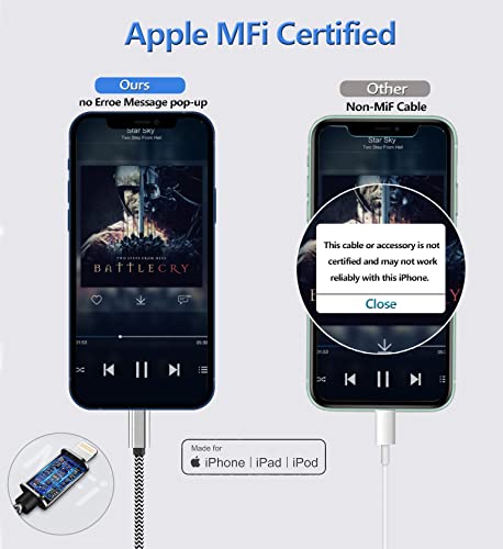 Wahbite Lightning to 3.5mm Audio Cable Compatible with iPhone 14/13/12/11/XR/XS/X/8/7/6 Plus/SE 2, iPad - color: Silver#