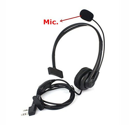 KENMAX® 2 Pin Headband Microphone Mic Earpiece for Two Way Radio BaoFeng UV-5R UV-B5 UV-B6 BF-888S WOUXUN TG-UV2 KG-UVD1P PUXING PX-888K Keenwood TK-3107 - color: Pack of 2
