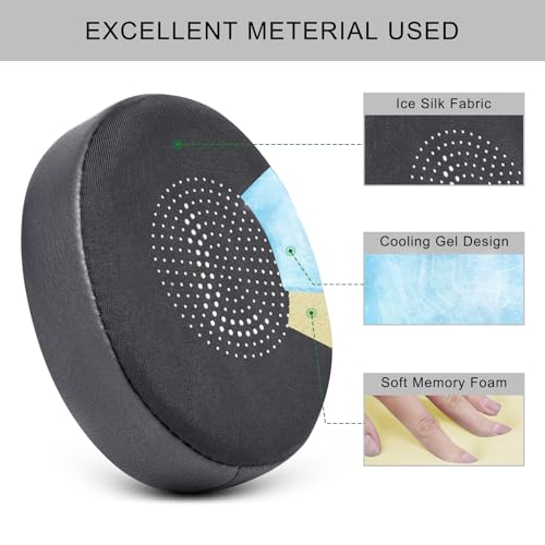 Ear Pads Replacement for Jabra Elite 45h Evolve2 65 40 Cooling Gel Cushions | for Evolve2 65 40 MS UC USB Wireless On-Ear Headphones with Thick Foam (Black) - color: Black Cooling