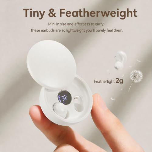 Mini Invisible Bluetooth Earbuds, Wireless for Small Ears (White) - color: White