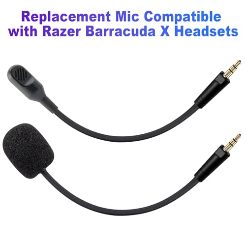 Replacement Game Mic Compatible with Razer Barracuda X Gaming Headsets, 3.5mm Detachable Noise Cancelling Gaming Boom Microphone with Foam