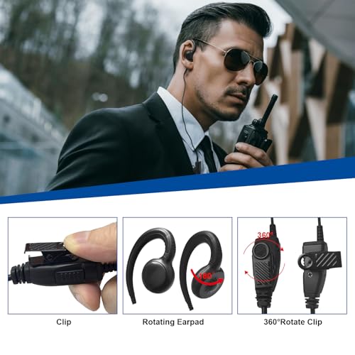 Cls1110 Cls1410 C-Shape Swivel Earpiece Headset for Motorola RDM2070D | 1 Pack 1-Wire Ear piece Headset Mic for CP200 CP200D CP100 CP100D CLS1413