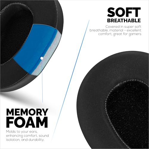 Hybrid Earpads for Skullcandy Crusher Wireless, Hesh 3/ANC/EVO, Venue ANC & More. Cooling Gel Gaming Cushions with Super Soft Fabric & Thick Memory Foam - By Brainwavz