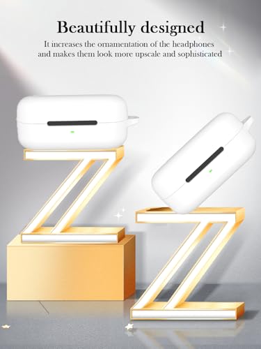 Case for Sony WF C510 Truly Wireless in-Ear Bluetooth Earbud,Soft Protective,Shockproof, BOVUGAC Silicone Case Cover with Keychain & Cleaning Kit & Lanyard-White - color: White