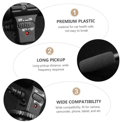 Hemoton Professional Interview Microphone for DSLR Cameras Wide Compatibility Stereo High-Sensitivity Recording Mic for Video Filmmaking and Live Streaming Voice Capture