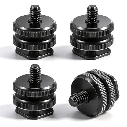 4PCS Camera Hot Shoe Mount to 1/4"-20 Thread Tripod Screw Adapter | Flash Cold Shoe Mount Bracket for DSLR Camera Cage Rig LED Monitor Microphone Etc