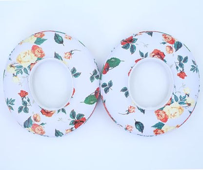 Headphone Replacement Ear Pad Cover Compatible with Beats by Dre Solo3 Solo2 Wired Wireless Headphones Protein Leather Memory Foam Headphone Cushion Ear Muffs-White Flower - color: White flower