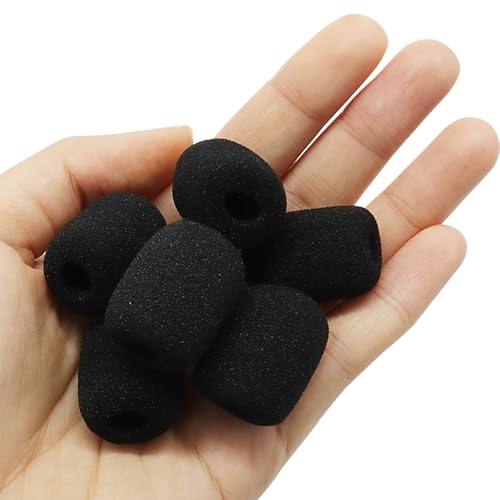Black Lapel Headset Microphone Windscreen, 10 Pack | High-Density Sponge Foam Covers, Noise Reduction, Dust & Moisture Protection, Fits Gaming, Office, Fitness, Aviation Headsets - color: Black