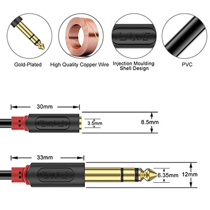 J&D 3.5mm to 1/4 Headphone Adapter Cable, Gold Plated Audiowave Series 3.5mm 1/8 inch Female TRS to 6.35mm 1/4 inch Male TRS Stereo Audio Cable for Mixer Guitar Piano Amplifier Speaker, 15FT - size: 15 Feet