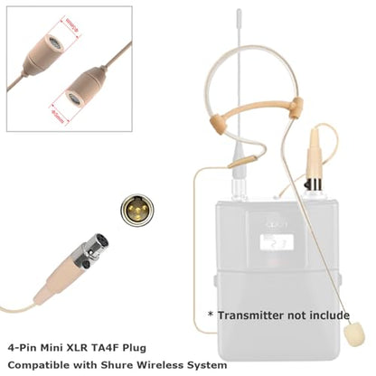 Single Earset Headset Microphone Compatible with Shure - style: Mini XLR TA4F Plug Compatible with Shure Only