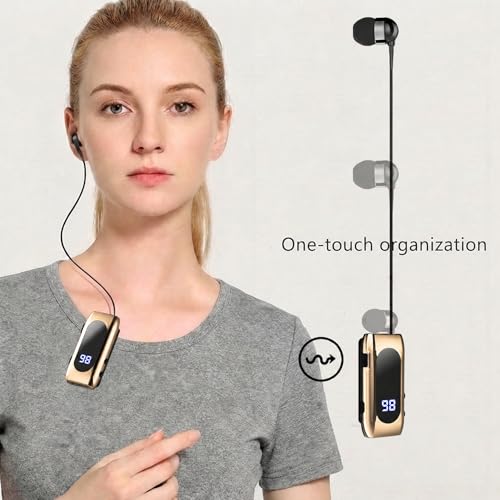 Wireless Headset Wireless Headphones Handsfree Call Wireless Earpiece Noise Cancellation Earbud Earphones Mic Compatible with Cell Phones Car Driver Trucker Business Office (Gold‌) - color: Gold‌