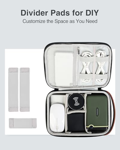 Electronics Organizer Travel Case, Portable Tech Bag for Working/Travelling, Sturdy Hard Shell Zipper Cases for Charger/Mouse/Hard Drive, Case Only