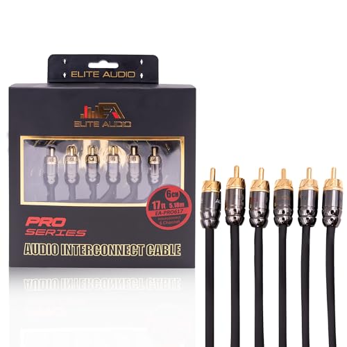 Elite Audio Pro Series | 17ft 6-Channel RCA Cable | OFC | Triple Shielded - color: 6-Channel, size: 17' (ft)