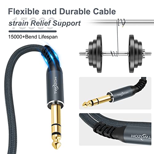 Twozoh XLR Female to 1/4 TRS Cable 10FT 2 Pack, Braided 6.35mm Stereo Jack Balanced to 3pin XLR Microphone Cable - color: 1/4 to XLR Female 2-Pack, size: 10FT