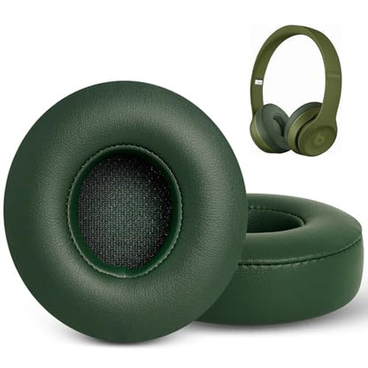 Solo 2 Solo 3 Ear Pad Replacement, GVOEARS Earpad Cushions for Beats Solo | Soft Leather Noise Isolation Memory Foam (Blackish Green) - color: Blackish Green