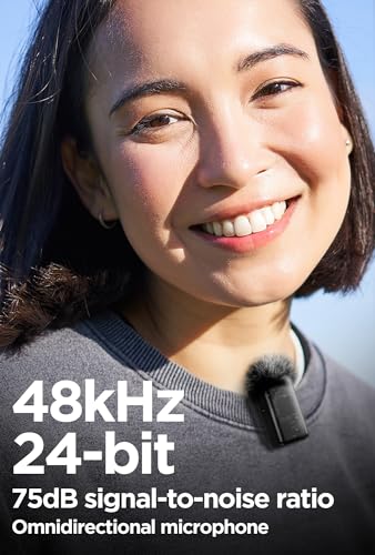 Wireless Lavalier Lapel Microphone for iPhone/Android/iPad for Video Recording with Noise Reduction/Echo/48kHz 24-bit Studio Sound, 164ft Range, 30h Battery Life, Mini Lavalier Mic for Podcast, TikTok