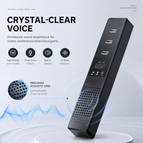 3 in 1 USB Wired Speaker with Microphone,Conference Speakerphone for PC & Laptop,360° Voice Pickup, Plug and Play, Computer Speaker for Zoom, Teams, Skype, Home Office & Online Meetings - style: Vintage
