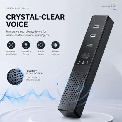 3 in 1 USB Wired Speaker with Microphone,Conference Speakerphone for PC & Laptop,360° Voice Pickup, Plug and Play, Computer Speaker for Zoom, Teams, Skype, Home Office & Online Meetings - style: Vintage