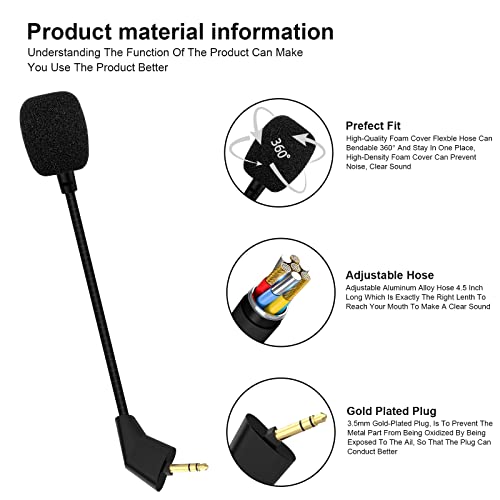 Replacement Cloud 2 Mic Boom for 1st Version Kingston HyperX Cloud Core Cloud Pro CloudX Wire Gaming Headsets, 3.5mm Detachable Slanted End Microphone (Slanted End Mic) - size: Slanted End Mic