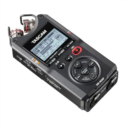 TASCAM DR-40XP 4-Channel 32-Bit Float Portable Handheld Field Recorder and USB-C Audio Interface — With 2 XLR/TRS Inputs and Adjustable Mics for Music, Audio for Video and Interviews