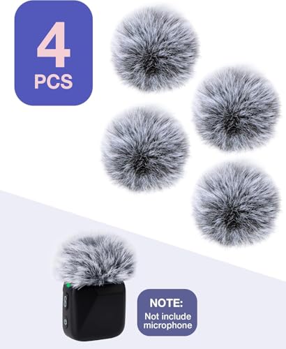YOUSHARES Microphone Wind Muff Compatible with DJI Mic Mini - 4 Packs Furry Windproof Cover Suitable for DJI MINI 2024 Wireless to Reduce Wind Noise