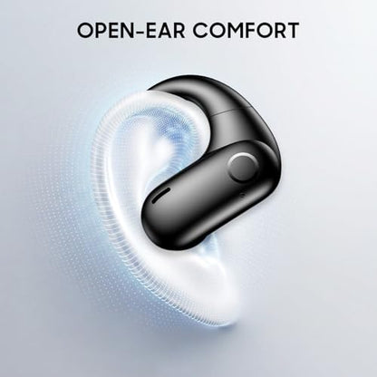 kurdene Open-Ear Headphones, Digital Display Wireless Earbuds Ear Hooks | Ultra-Comfort, Snug Fit, Powerful Sound, Clear Calls, 42H Playtime, Bluetooth 5.4 for Office, Outdoor Use-Black