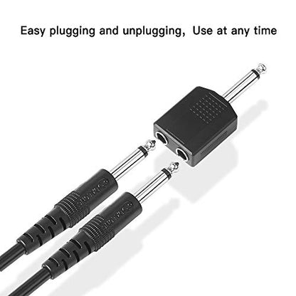 Jelanry 1/4" 6.35mm Stereo Male to Dual 1/4" 6.35mm Female Splitter Adapter | Dual 6.5mm Jack Adapter Audio Y Cable Splitter for Guitar, Headphone, Microphone, Amplifier TAA Compliant - Black