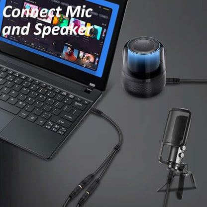 3.5mm TRRS Headphone Splitter Y Cable Adapter 20cm | 1/8 inch 3.5mm 1 Male to 2 Female,Stereo Mic Audio Extension Cable, for Phones Tablets Game Console,2pcs