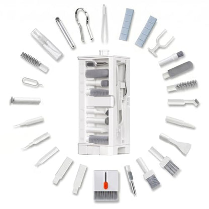 32-in-1 Phone & Airpod Cleaning Kit Charging Port Cleaner & Keycap Puller | Professional Electronics & Keyboard Cleaner by JM.JEEMI, Cleaning Tool Set for Laptop, Earbuds, Camera and PC Monitor, White - size: 32-in-1