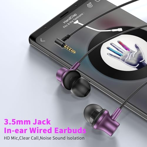 3.5mm Wired Headphones for Laptop School Kids Earbuds with Case Mic - color: Purple