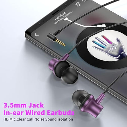 3.5mm Wired Headphones for Laptop School Kids Earbuds with Case Mic - color: Purple