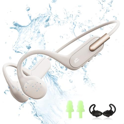 HIFI WALKER Bone Conduction Headphones Waterproof Swimming Headset, Wireless Bluetooth 5.3, IPX8 with Built-in 32GB MP3 Player, Sport Headphones for Running Cycling Workouts Driving