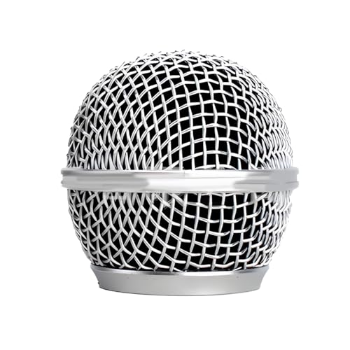 1 PCS Microphone Head Replace, Steel Mesh Mic Grille Heads, Grille Mic Ball Replacement with Inner Foam, Fits for SM58 (Silver, 1 pcs) - color: Silver, size: 1 pcs