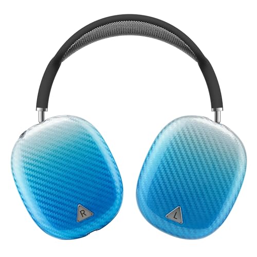 Carbon Fiber Texture Case Cover for AirPods Max Headphone, TPU Anti-Scratch Ear Cup Cover, Protective Skin Accessories for Apple AirPods Max(2024/2020) - Blue - color: Blue