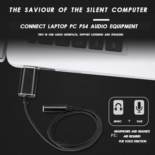 USB to 3.5mm Headphone and Microphone Jack Audio Adapter with 3.5mm Combo Aux Stereo Converter for Headset Mac PS4 PC Laptop Desktops External Sound Card Audio for Windows (100cm, Black) - color: black