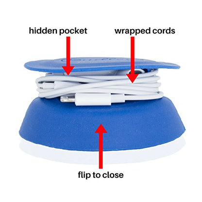 Budley - Tangle-Free Earphone/Earbud Case, Compact Storage System, Silicone (Royal Blue, Set of 1) - color: Royal Blue