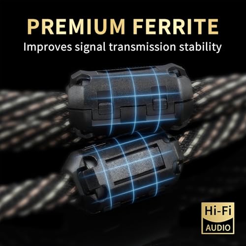 Audiophile HiFi 3.28ft Audio RCA Cables - 2RCA Male to Male,15 AWG,4N OFC Core,24K Gold-Plated Plugs,with Nylon Braid,Subwoofer Cable,Compatible with Amplifier,CD Player,Turntable(3.28ft/1m) - size: 3.28 ft