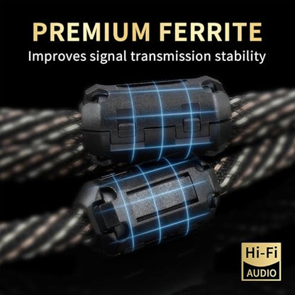 Audiophile HiFi 6.56ft Audio RCA Cables - 2RCA Male to Male,15 AWG,4N OFC Core,24K Gold-Plated Plugs,with Nylon Braid,Subwoofer Cable,Compatible with Amplifier,CD Player,Turntable(6.56ft/2m) - size: 6.56 ft