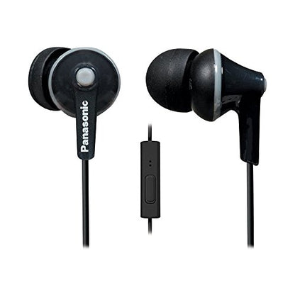 PANASONIC ErgoFit Earbud Headphones with Microphone and Call Controller Compatible with iPhone, Android and Blackberry - RP-TCM125-K - In-Ear (Black), Earpads S/M/L - color: Black, style: With Mic