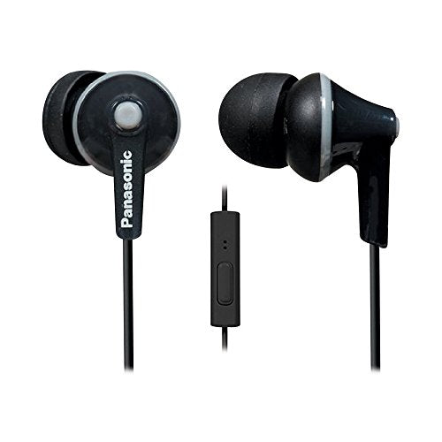 PANASONIC ErgoFit Earbud Headphones with Microphone and Call Controller Compatible with iPhone, Android and Blackberry - RP-TCM125-K - In-Ear (Black), Earpads S/M/L - color: Black, style: With Mic
